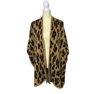 NWT Sunshine & Rodeos Animal Print Open Front Sweater Cardigan Women's One Size